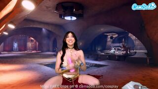 Princess Leia cosplayban élvezi a óriási didkós néger szépség játékát