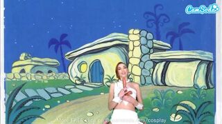 Cuki fiatal wilma flintstone cosplayben masturbál és cidázza a méretes fazsat