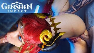 Keleti táncosnő nilou popóját keményen megdugja a rúdja – genshin impact cosplay